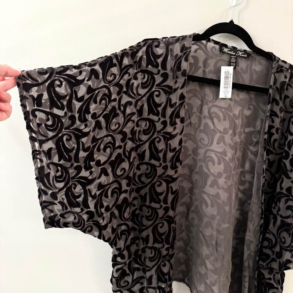 Olive Silk Sheer Kimono by Winter Kate - Picture 2 of 8